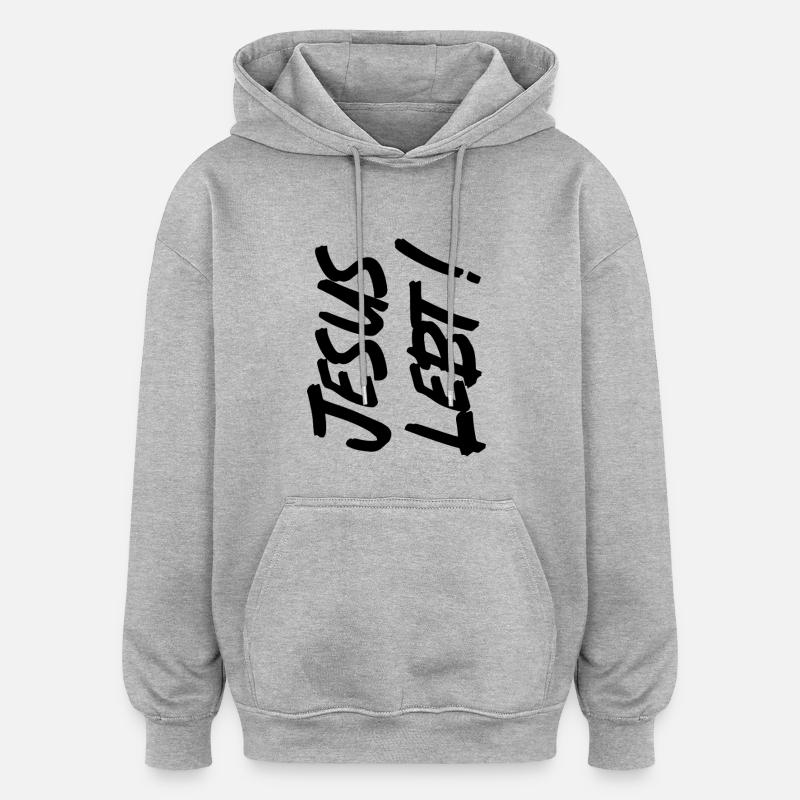 JÉSUS VIT - Sweat à capuche oversize unisexe - gris chiné