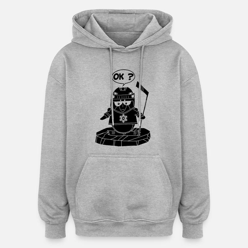 Schwarzer Sportpinguin - Oversized Unisex Hoodie - Grau meliert