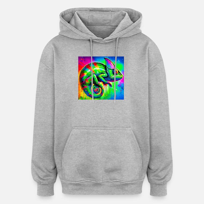 caméléon - Sweat à capuche oversize unisexe - gris chiné