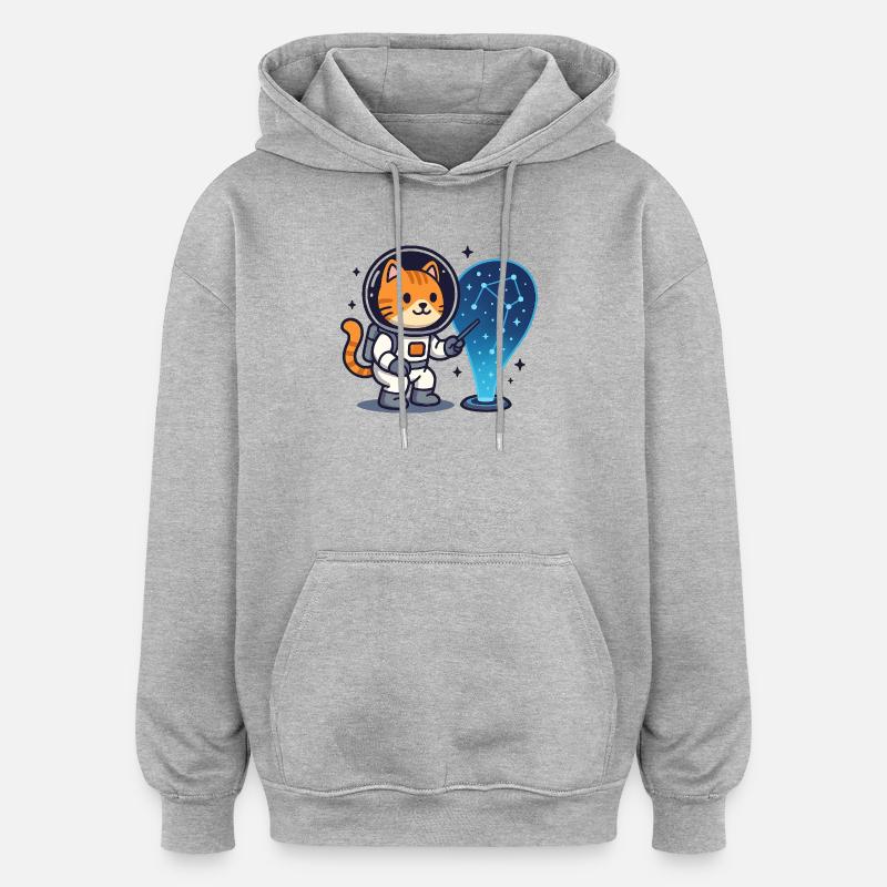 Constellation du chat de l’espace – Kawaii - Sweat à capuche oversize unisexe - gris chiné