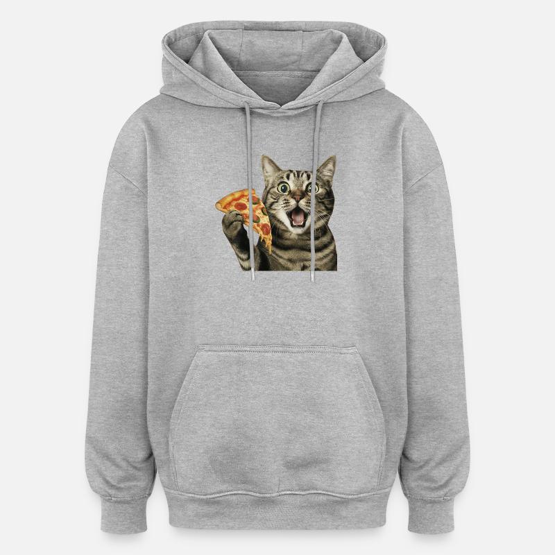 Pizza cat - Oversized Unisex Hoodie - heather grey