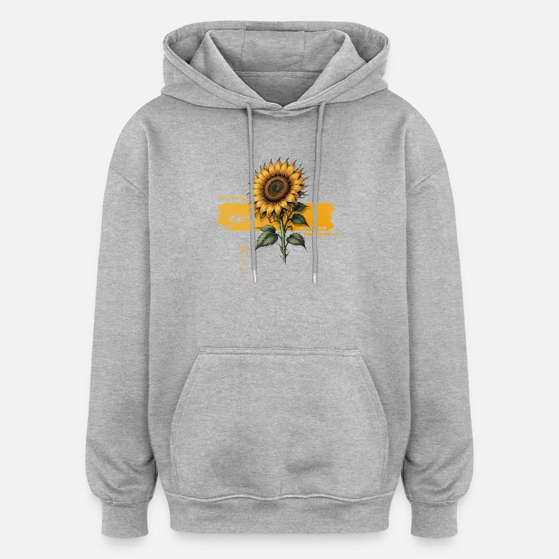 Croissance de l’éclat du tournesol - Sweat à capuche oversize unisexe - gris chiné