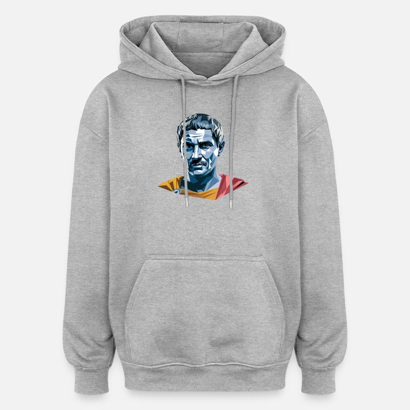 Caesar - Logo de l’histoire cool - Sweat à capuche oversize unisexe - gris chiné