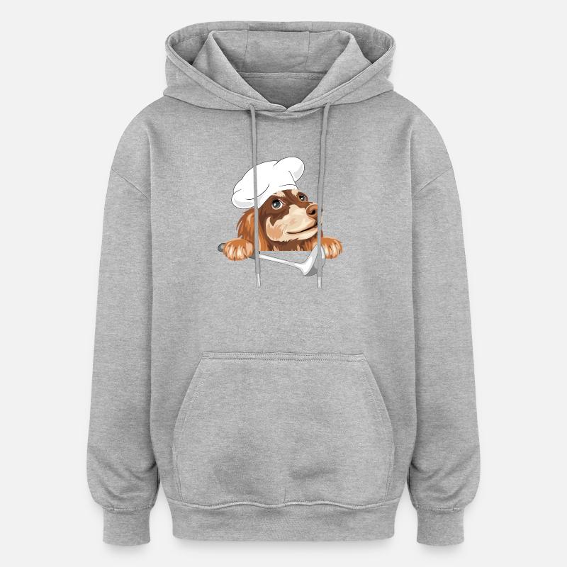 Träumender Dackel Koch mit Schöpfkelle - Oversized Unisex Hoodie - Grau meliert