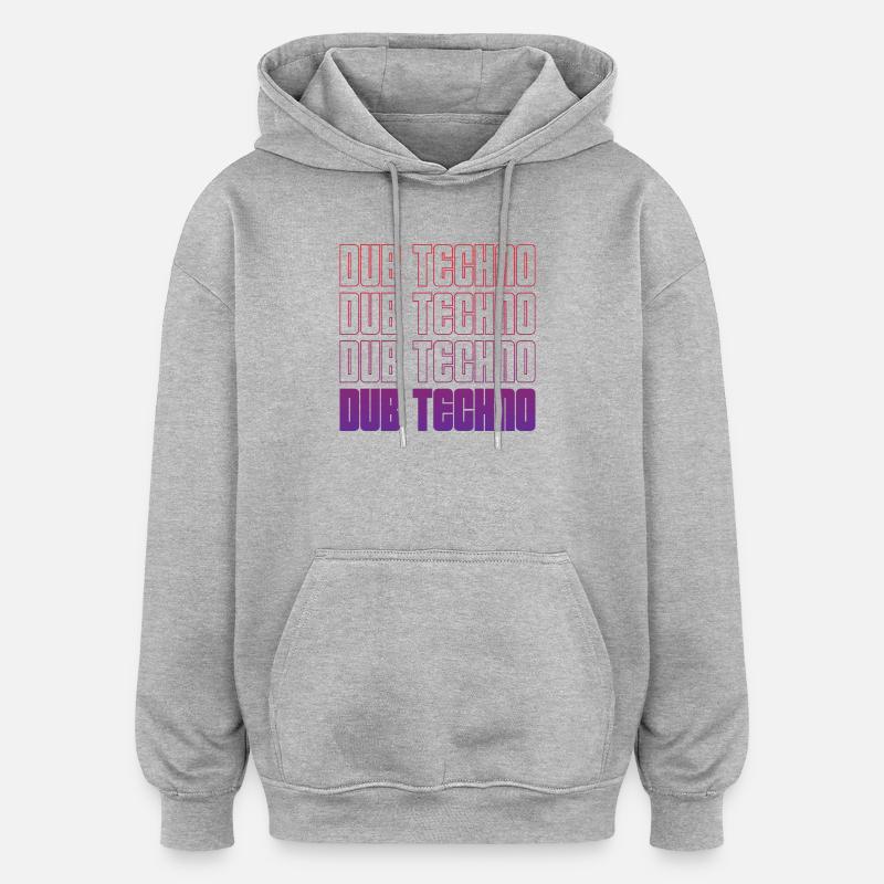 Dub Techno Neon Gradient Grid - Oversized Unisex Hoodie - Grau meliert