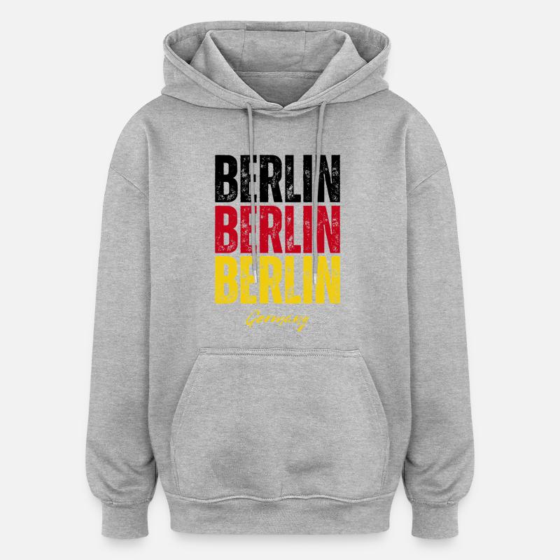 Berlin, Allemagne, mémoire de Berlin - Sweat à capuche oversize unisexe - gris chiné