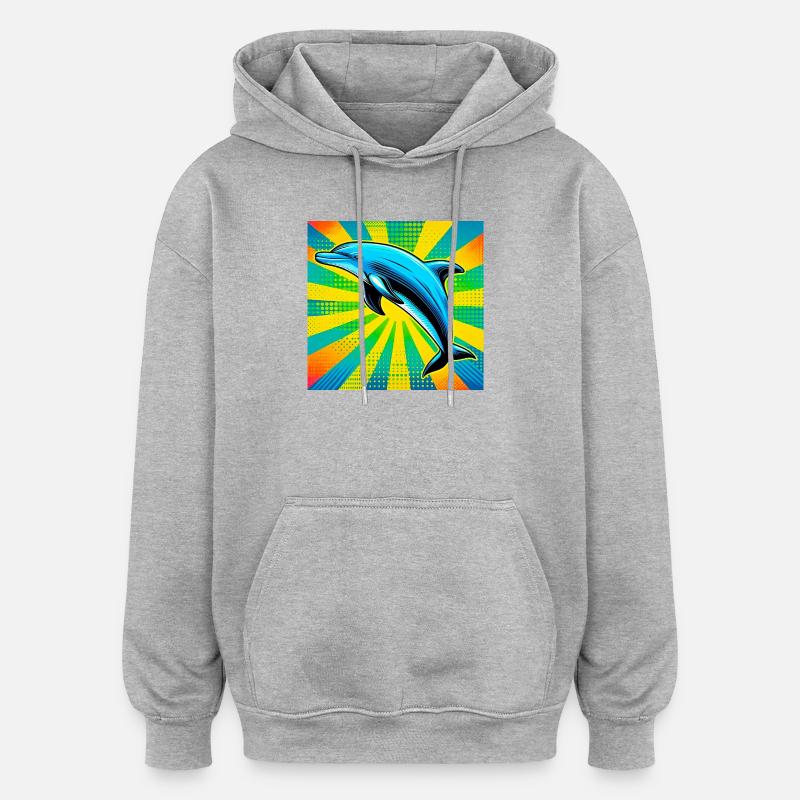 dauphin - Sweat à capuche oversize unisexe - gris chiné