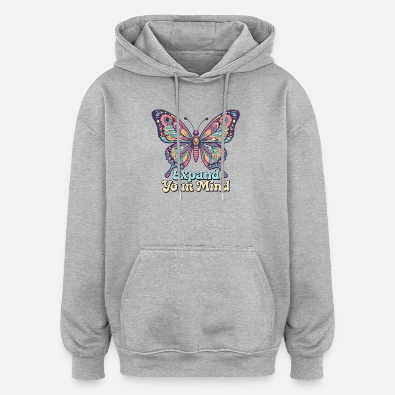 Psychedelisch Retro – Expand Your Mind - Sweat à capuche oversize unisexe - gris chiné