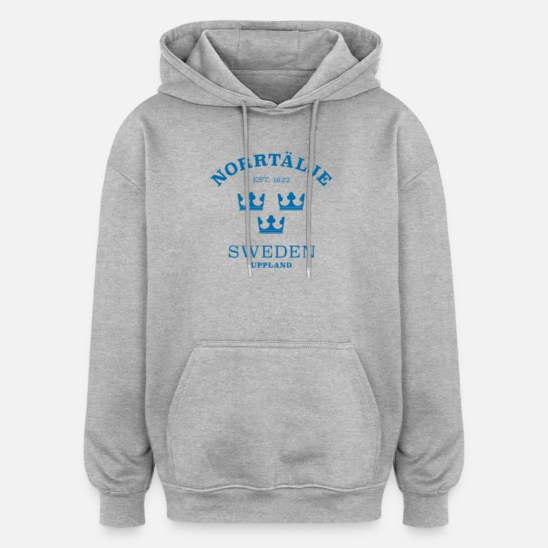 Norrtälje, Suède, Suède - Sweat à capuche oversize unisexe - gris chiné