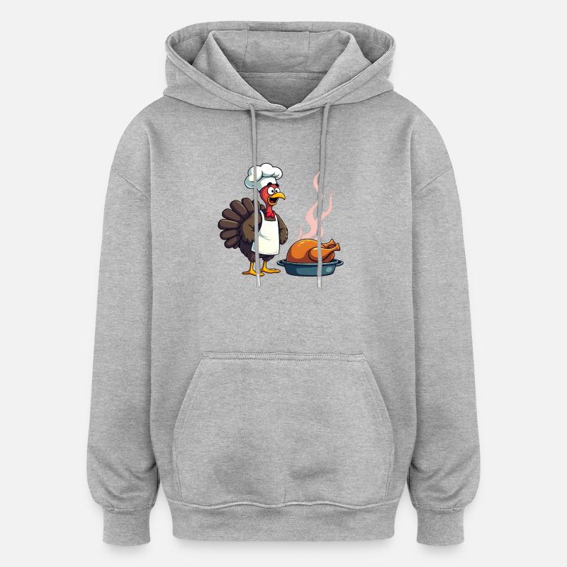 Cuisinier de dinde de Thanksgiving - Sweat à capuche oversize unisexe - gris chiné