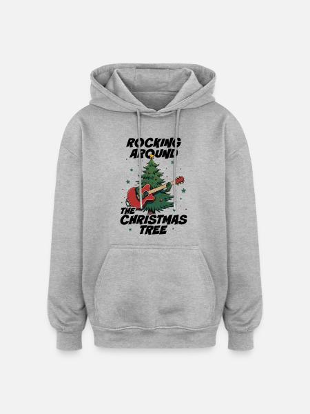 Rocking around the Christmas Tree - Oversized Unisex Hoodie - heather grey