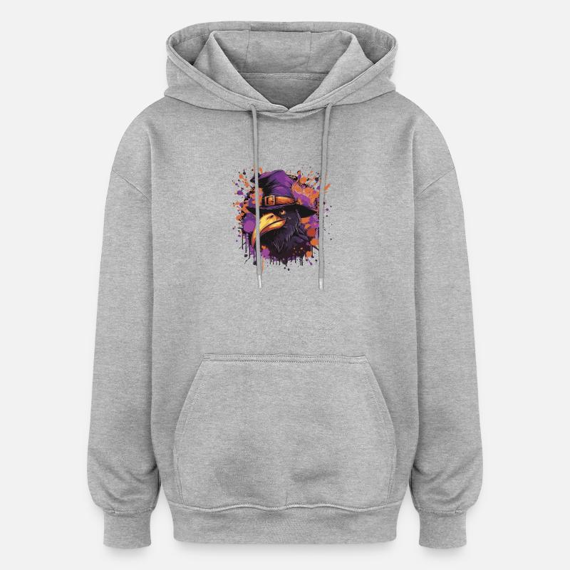 Rabe Comic Halloween - Oversized Unisex Hoodie - Grau meliert