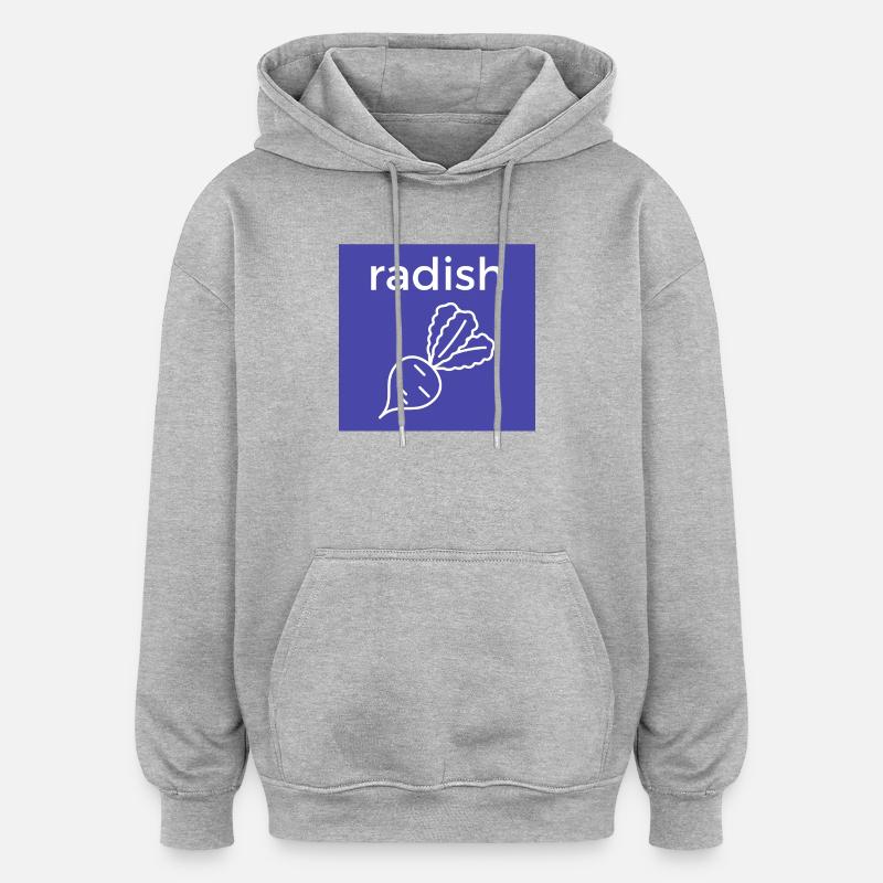 Radieschen Linienstil auf Blau - Oversized Unisex Hoodie - Grau meliert