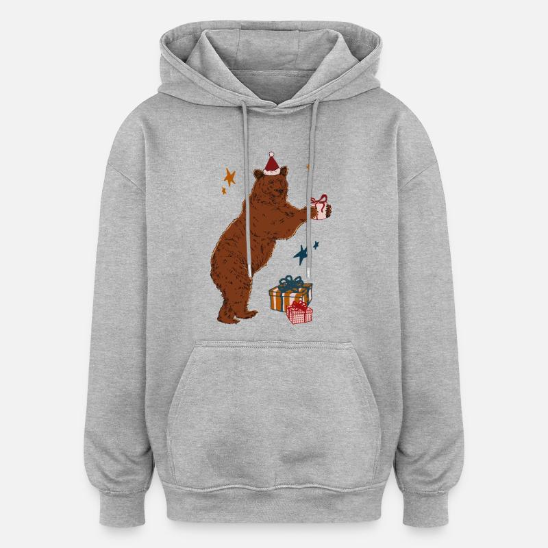 OURS DE NOËL - Sweat à capuche oversize unisexe - gris chiné