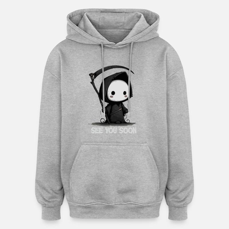 Mignon Grim Reaper à bientôt - Sweat à capuche oversize unisexe - gris chiné