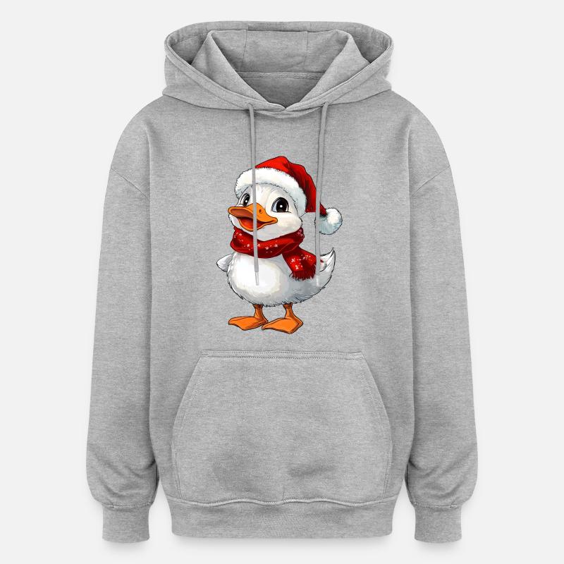 Canard de Noël - Sweat à capuche oversize unisexe - gris chiné