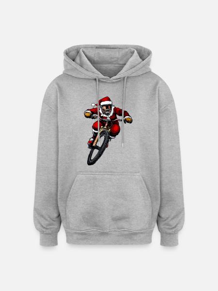 Christmas Downhill Biker - Oversized Unisex Hoodie - heather grey
