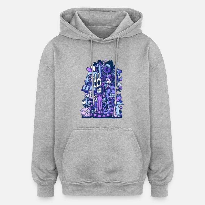 Chaos Pourpre - Sweat à capuche oversize unisexe - gris chiné