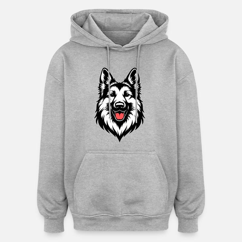 Deutscher Schäferhund Design - Oversized Unisex Hoodie - Grau meliert