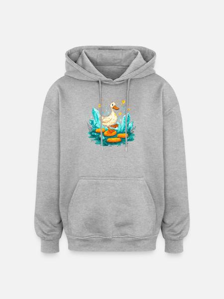 Schatzduck im Kristallreich - Oversized Unisex Hoodie - Grau meliert