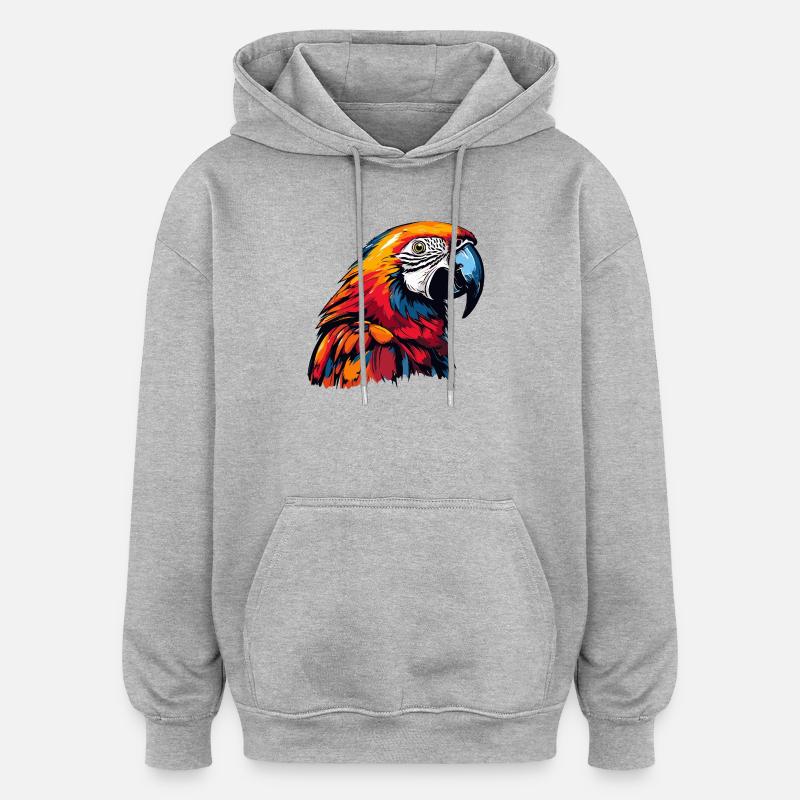 Comic Perroquet Animal - Sweat à capuche oversize unisexe - gris chiné