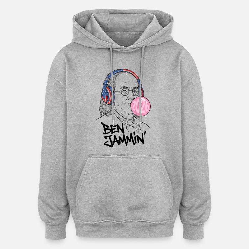 Ben Jammin 2026 - Sweat à capuche oversize unisexe - gris chiné
