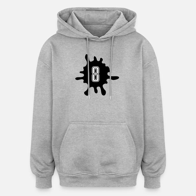 Nombre de Blobs 8 - Sweat à capuche oversize unisexe - gris chiné