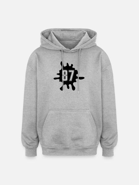Nombre de Blobs 87 - Sweat à capuche oversize unisexe - gris chiné