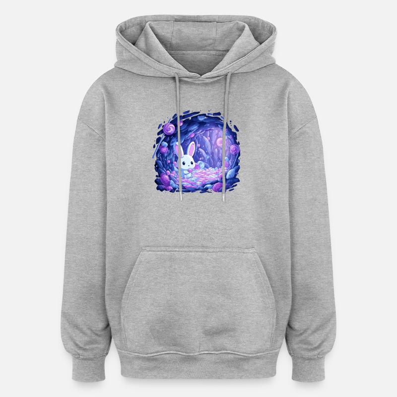 Sucre Lop Bunny en Candy Light - Sweat à capuche oversize unisexe - gris chiné