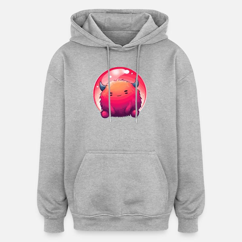 Fluffy Monster Face Gradient - Oversized Unisex Hoodie - heather grey