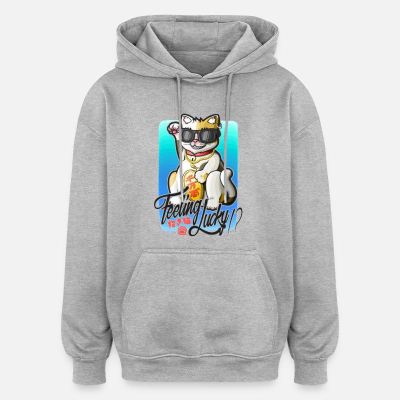 Fühlst du dich glücklich!? - Oversized Unisex Hoodie - Grau meliert