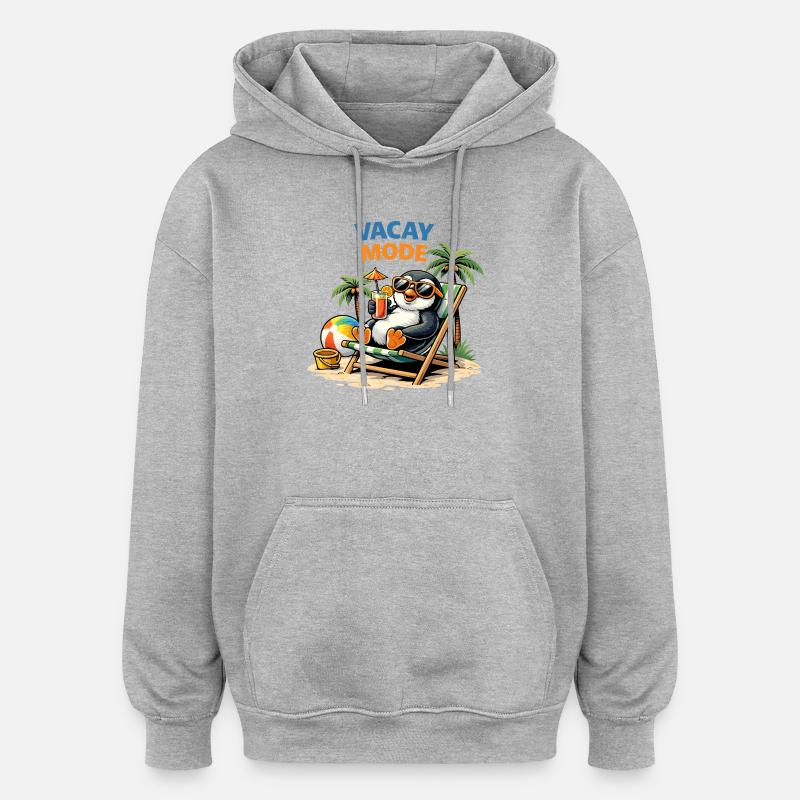 Plage des manchots Vacay Mode - Sweat à capuche oversize unisexe - gris chiné