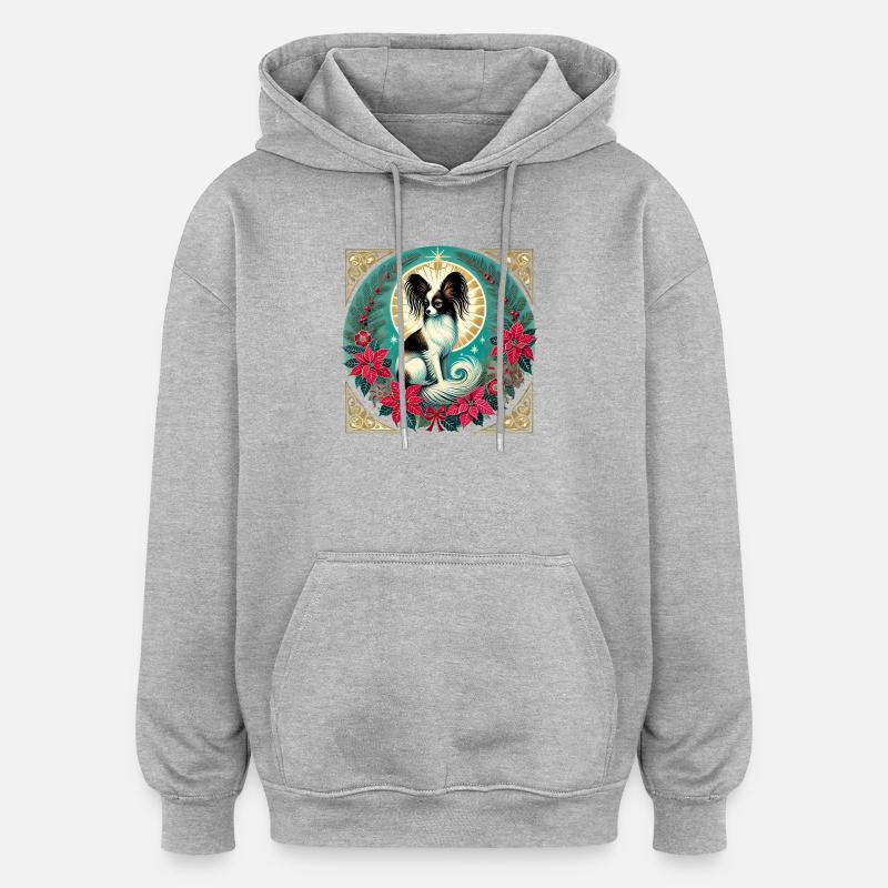 Papillon Halo Cercle de Noël - Sweat à capuche oversize unisexe - gris chiné