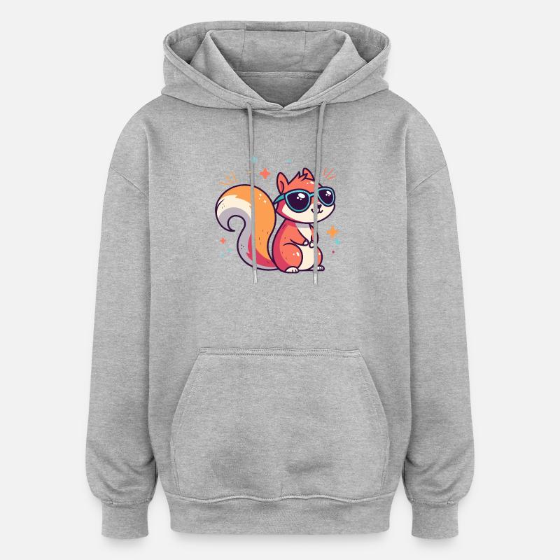 Schicke Eichhörnchen-Sonnenbrille - Oversized Unisex Hoodie - Grau meliert