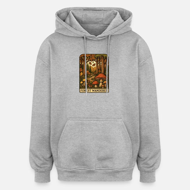 Forest Wanderer Pilzpfad Herbstwald - Oversized Unisex Hoodie - Grau meliert