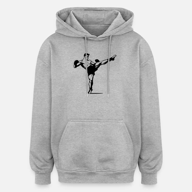 Kickboxing - Sweat à capuche oversize unisexe - gris chiné