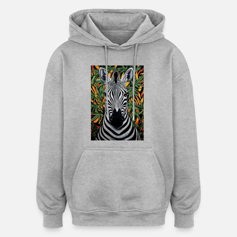 Zebra nella giungla della cannabis - Felpa con cappuccio unisex oversize - grigio melange
