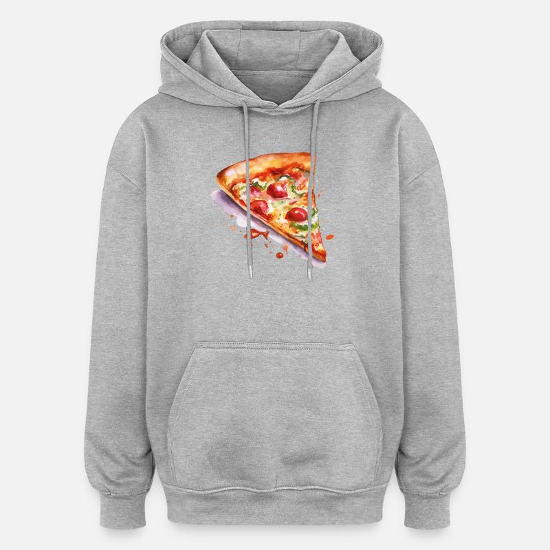 Tranche d’aquarelle pizza - Sweat à capuche oversize unisexe - gris chiné