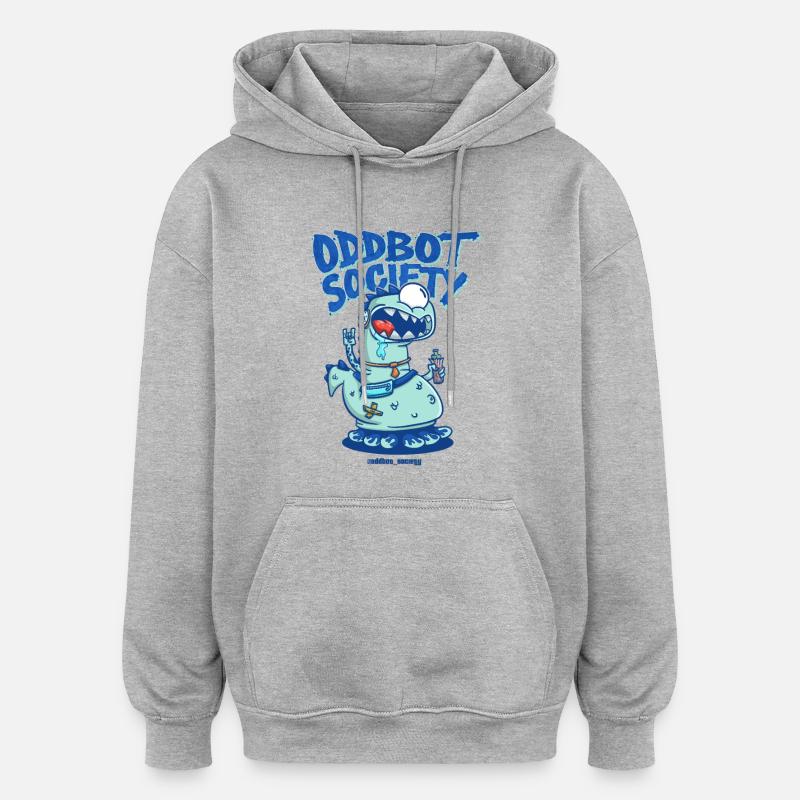 SOCIÉTÉ ODDBOT Dino-Robot Bleu - Sweat à capuche oversize unisexe - gris chiné