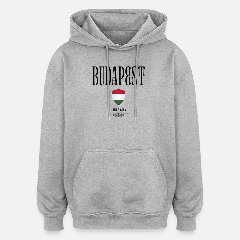 Souvenir de Budapest, design élégant Budapest - Sweat à capuche oversize unisexe - gris chiné