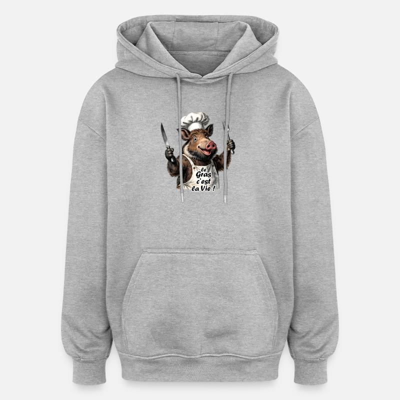 Le Gras, c'est la Vie - Sweat à capuche oversize unisexe - gris chiné