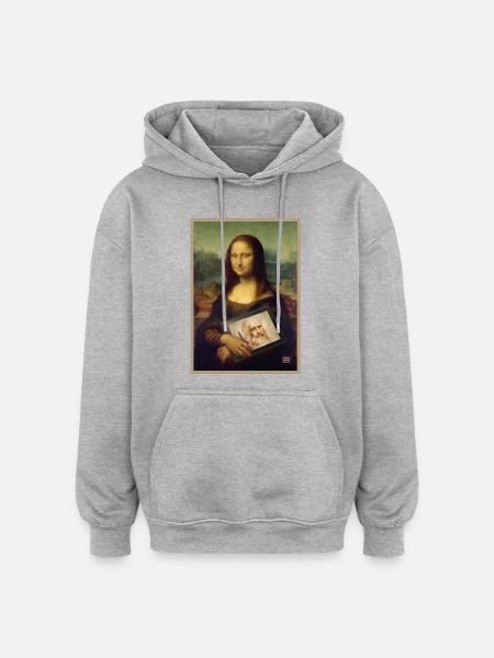 Mona Lisa Tablet Sketch Mashup - Oversized Unisex Hoodie - heather grey