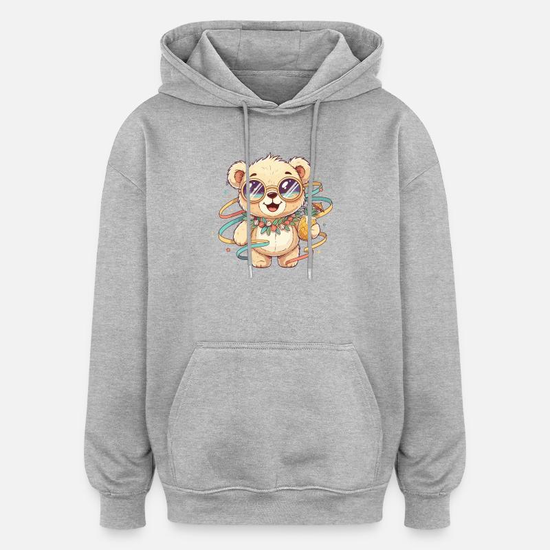 Sun bear with summer look - Oversized Unisex Hoodie - heather grey