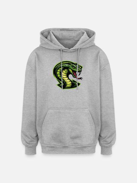 Green Cobra Head Illustration - Oversized Unisex Hoodie - heather grey