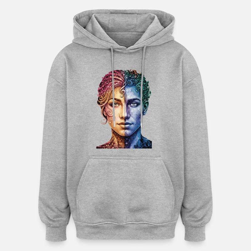 Music_is_equal - Sweat à capuche oversize unisexe - gris chiné