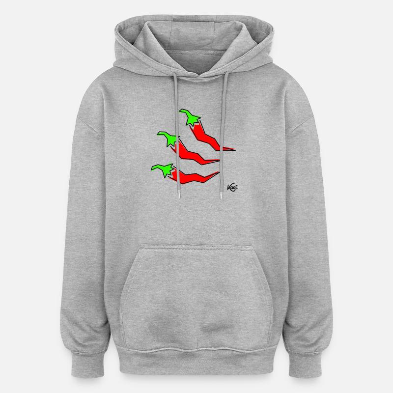 three pepperonis - Oversized Unisex Hoodie - heather grey