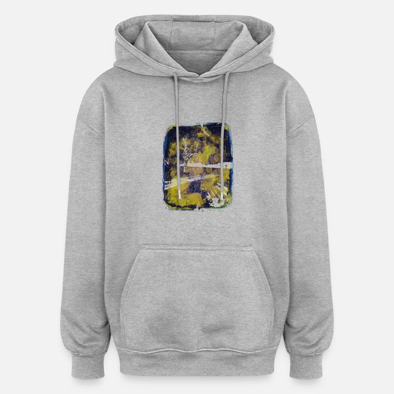 Bench with lime tree - Oversized Unisex Hoodie - heather grey