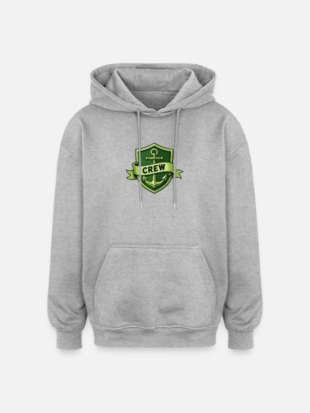 Crew Schild Anker Grafik - Oversized Unisex Hoodie - Grau meliert