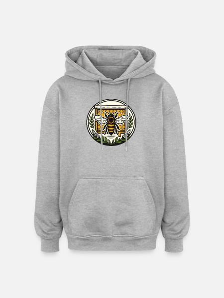 Bee Emblems Honeycomb - Oversized Unisex Hoodie - heather grey