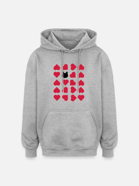J’aime les chats - Sweat à capuche oversize unisexe - gris chiné